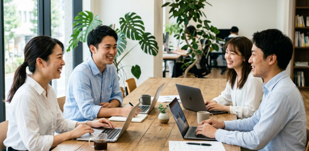 オフィスで打ち合わせをするチームの様子